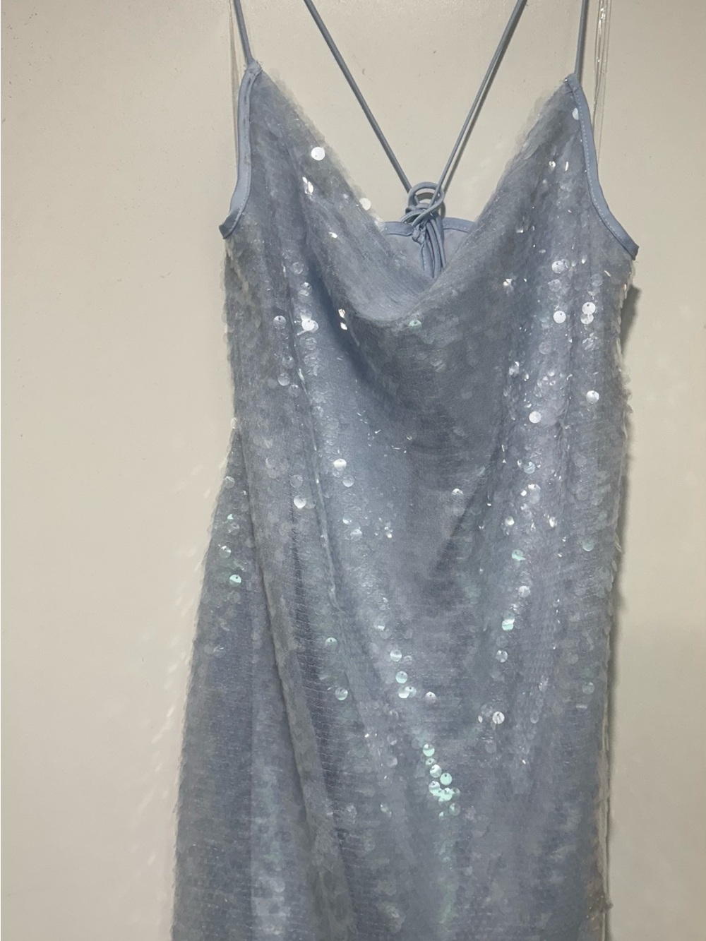 Target Iridescent Sequin Slip Dress in Blue